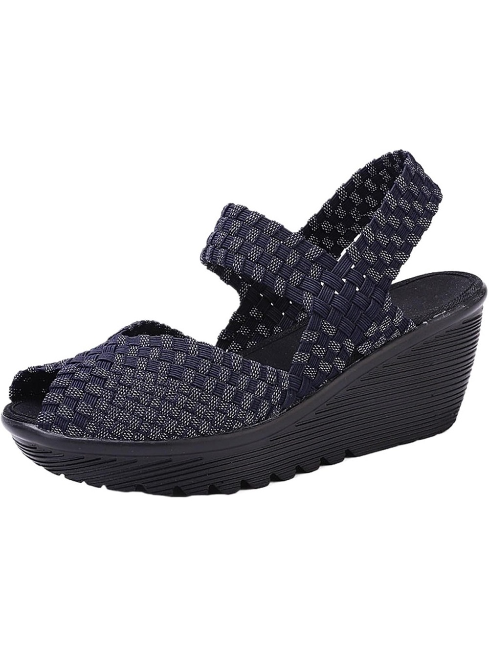 Skechers Memory Foam Wedge Platform Slip On Shoe Basket Weave